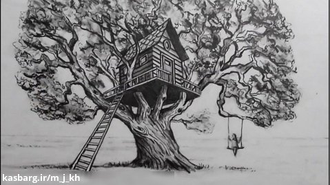 آموزش رسم خانه درختی در پرسپکتیو دو نقطه ای