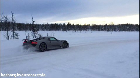 دریفت جالب با Porsche 918 Spyder روی برف