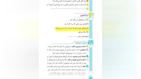 فارسی سوم ابتدایی واژه آموزی-بیاموز و بگو-گوش کن و بگو درس ۱۱صفحه ۸۸و۸۹