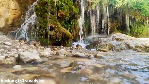 لذت دوش در طبیعت با آبشار حمام خدایی روستای پنو،