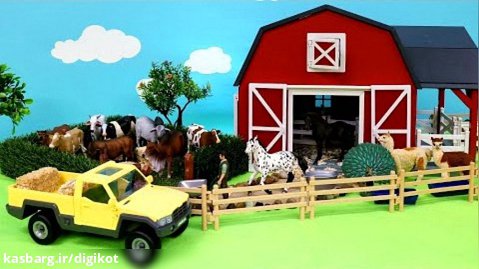 بازی با اسباب بازی خانه عروسکی مدل مزرعه/قسمت 8/لانه سازی برای مرغ و خروس جدید