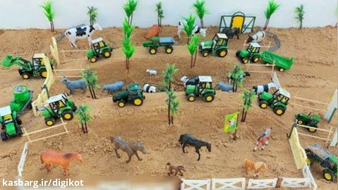 بازی با اسباب بازی/ماشین بازی/قسمت 67/ساخت مزرعه جدید به کمک تراکتور و لودر