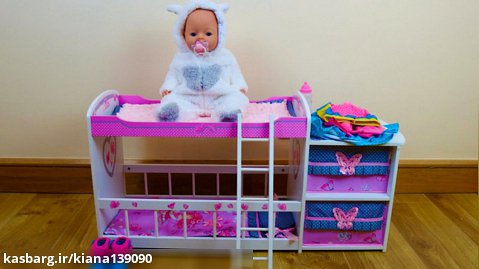 عروسک بازی دخترانه - خانه عروسکی با تختخواب دو طبقه