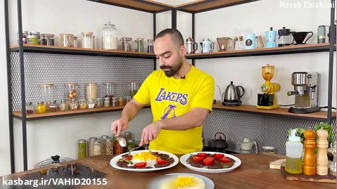 آموزش آشپزی کباب تابه ای ایرانی گوجه و فلفل
