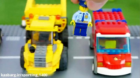 ماشین بازی کودکانه شهر لگوها :: ماشین آتش نشانی , مسابقه , پلیس , حمل زباله