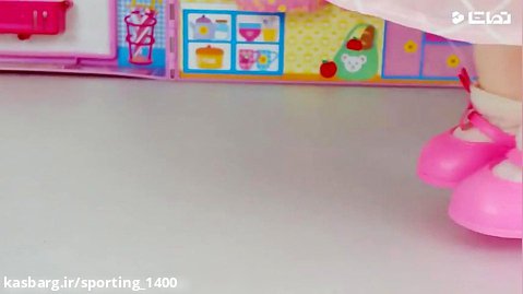 عروسک بازی کودکانه بازی آشپزی دخترانه یخچال زرد کوسه کوچولوها