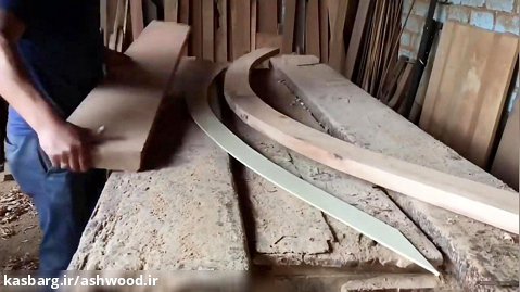 ساخت نرده پله چوبی قوس با چوب