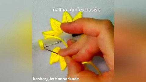 آموزش گلدوزی گل آفتابگردان با مداد