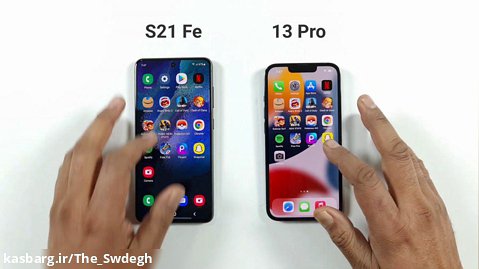 تست سرعت گوشی های Samsung S21 Fe vs iphone 13 pro