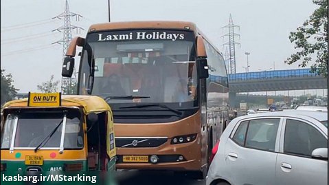 رانندگی ماهرانه با اتوبوس ولوو در هند