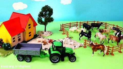 بازی با اسباب بازی خانه عروسکی مدل مزرعه/قسمت 22/ساخت حصار جدید برای گاوها