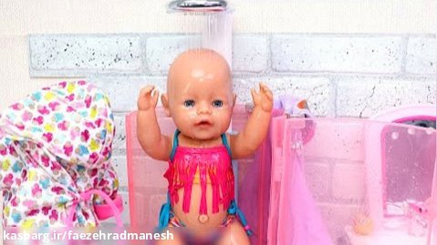عروسک بازی جدید - روتین حمام عروسک نوزاد