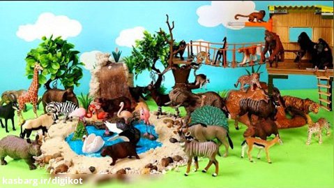 اسباب بازی/بازی با عروسک حیوانات/ساخت برکه جدید برای حیوانات جنگل