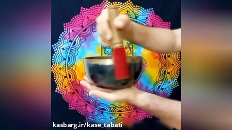 کاسه تبتی دست ساز اصل _ طرح مشکی طلایی _قطر ۱۸