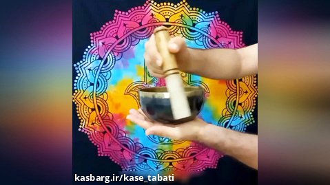 کاسه تبتی دست ساز اصل _ طرح مشکی طلایی _قطر ۱۵