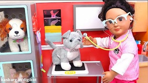 عروسک بازی دخترانه/اسباب بازی/قسمت 101/عروسک کوچولو سگش را به دامپزشک می برد