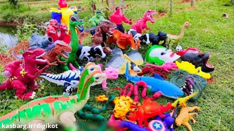 اسباب بازی/عروسک های برقی حیوانات/قسمت3/نبرد حیوانات با دایناسورها