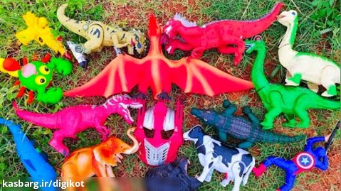 اسباب بازی/عروسک های برقی حیوانات/قسمت4/شورش حیوانات/فیل میان دایناسورها