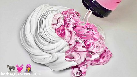 آسمر اسلایم جدید | Mixing butter slime and pink gel | واتر اصلایم شفاف