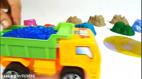ماشین بازی کودکانه کامیون اسباب بازی : شن بازی با قالب رنگی ماشین ها