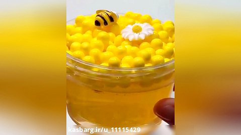 اسلایم شفاف زرد | اسلایم دونه برفی | اسلایم عسل | اسلایم زنبوری کیوت
